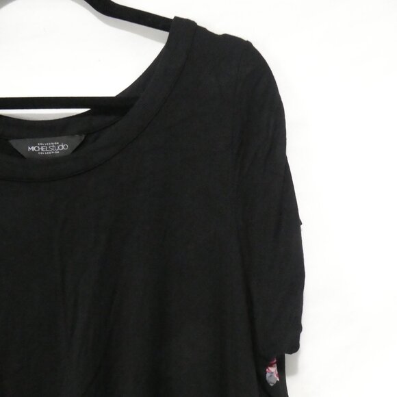 MICHEL STUDIO COLLECTION | 1X | Chic Black Top | Floral Back | Lace-Up Bottom - Picture 5 of 14